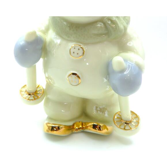 Porcelain Snowman Skier Ornament with Skis and Poles Christmas Figurine 4.75" - Picture 7 of 10